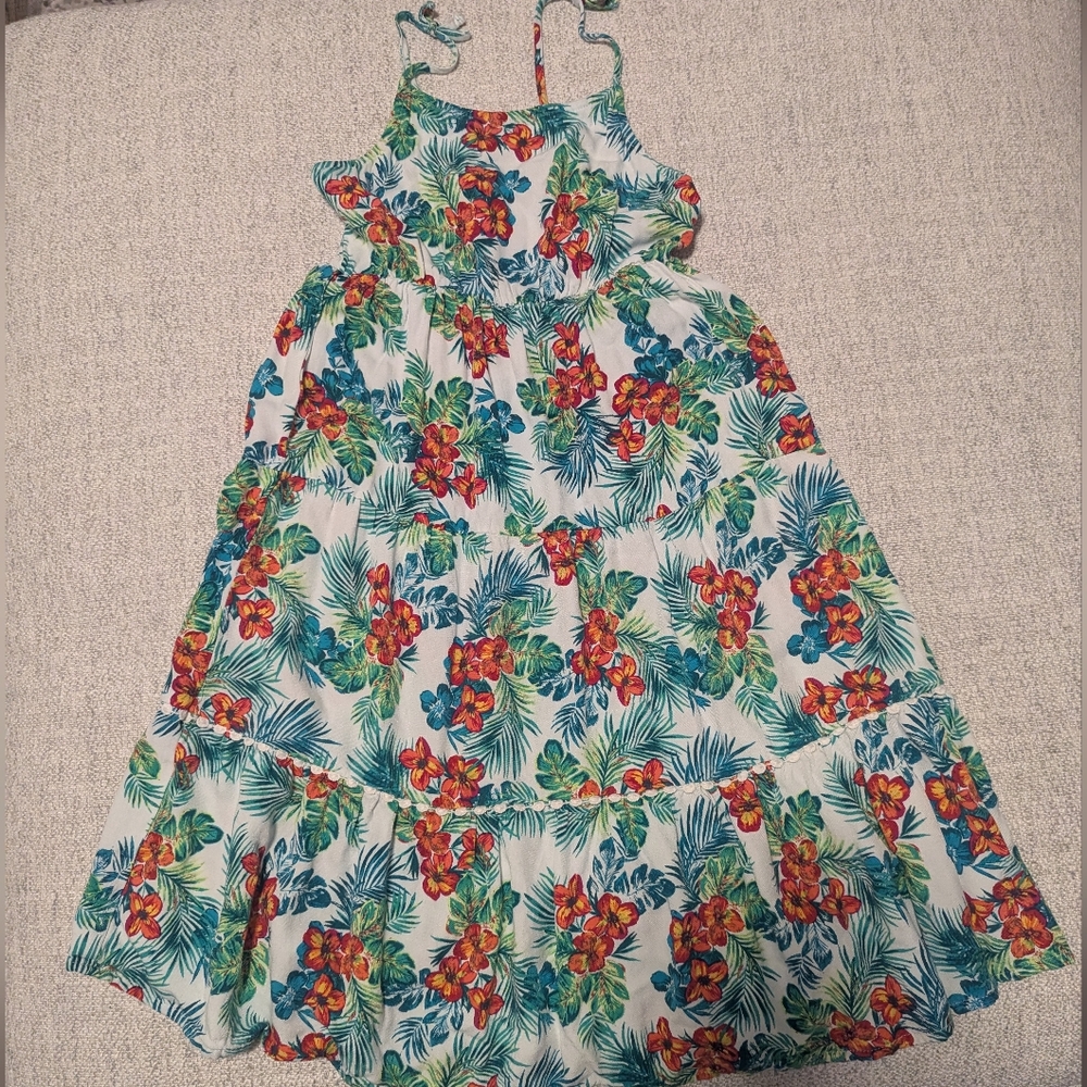 Epic Threads Tropical Floral Kids Dress - Blue and Red
